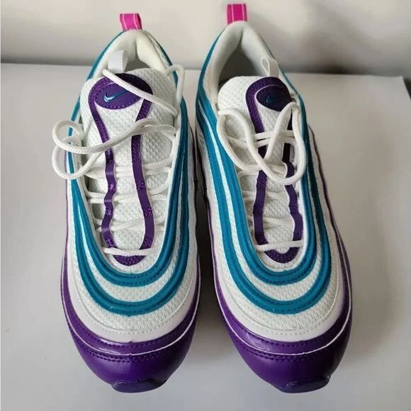 NEW Nike Air Max 97 Hornets Summit White/Purple/Teal CI7388-101 Womens US8 - Picture 2 of 12